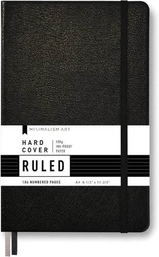 Vista 13 de Minimalism Art, Premium Hard Cover Notebook Journal, X-Large Size, Master A4 8.3" x 11.4", 186 Numbered Pages, Gusseted Pocket, Ribbon Bookmark