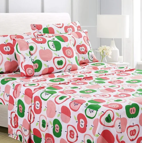 Vista 39 de American Home Collection - Juego de sábanas y fundas de almohada estampadas de 6 piezas, con 14 pulgadas de caída; sábanas de microfibra con doble