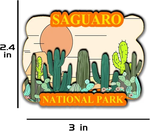 Vista 3 de Saguaro National Park Arizona USA - Imanes para refrigerador, productos de madera 3D, resistentes a la fricción, recuerdos de viaje, decoración