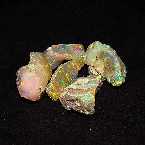 Vista 3 de VEERUKDI 50.00 quilates A1100% natural ópalo de fuego etíope crudo, cristal curativo de chakras, cristales ásperos y piedras preciosas, 8 a 12