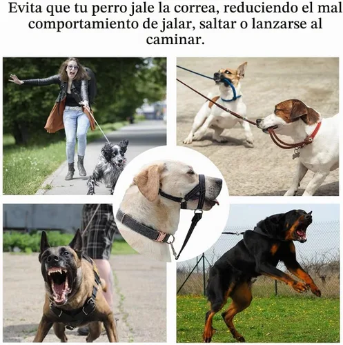 Vista 3 de BARKLESS Collar de cabeza de perro, collar de entrenamiento sin tirones con Negro