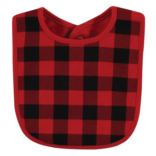 Vista 4 de Hudson Baby Conjunto de babero y calcetines unisex de algodón para bebé, Tamaño único Oso bebé a cuadros