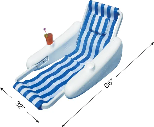 Vista 4 de Silla flotante Sunchaser de 66 pulgadas con respaldo a rayas azules y blancas