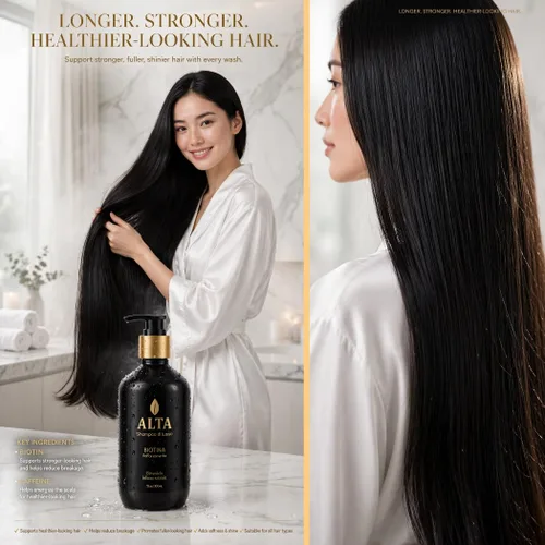 Vista 8 de All Goods Alta Strengthening Biotin + Caffeine Shampoo 10oz – DHT Blocker Formula para la pérdida y adelgazamiento del cabello – Champú espesante