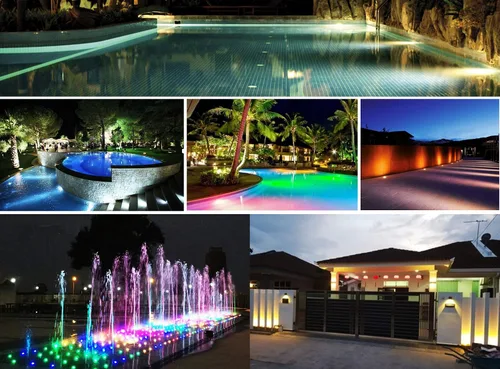 Vista 4 de Luces LED subacuáticas para piscina, 3 W, 12 V-24 V CC, IP68 impermeable, aluminio de acero inoxidable, lámpara para piscinas enterradas, estanques