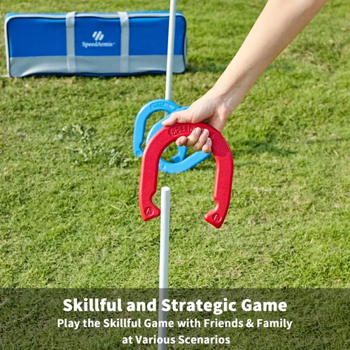 Vista 7 de SpeedArmis Juego de herraduras para exteriores, juego de herraduras de césped de tamaño universal, juegos al aire libre para fiestas, playa, patio