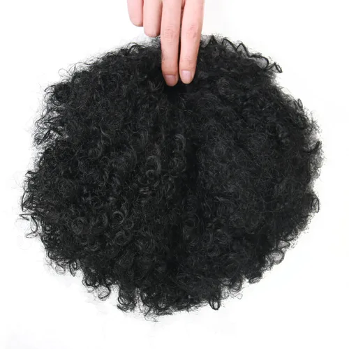 Vista 4 de Extensión de cola de caballo afro con cordón para mujeres negras, extensión de cola de caballo corta afro rizada, moño de cola de caballo rizada