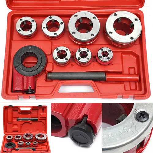 Vista 6 de Futchoy BSTP - Kit de roscadores de tubos tipo trinquete de 3/8", 1/2", 3/4", 1", 1-1/4", 1-1/2" y 2" Juego de herramientas de enhebrador de tubos
