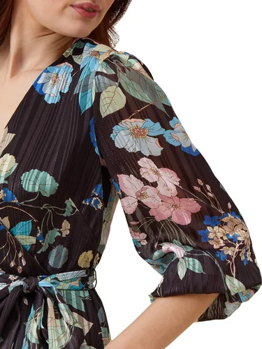 Vista 4 de Adrianna Papell Vestido cruzado de gasa para mujer