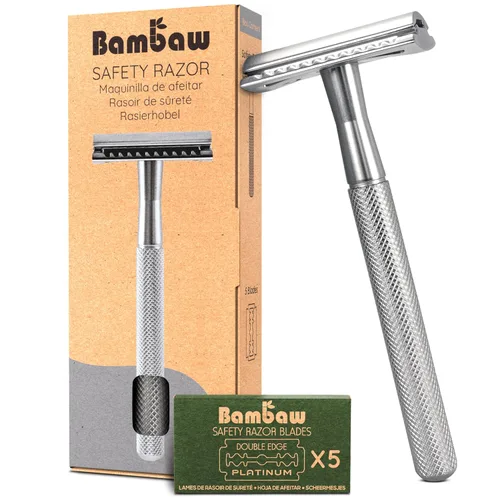 Vista 12 de Bambaw Maquinilla de afeitar de seguridad para hombres con 5 cuchillas, maquinilla de afeitar de seguridad de doble filo para hombres, maquinilla