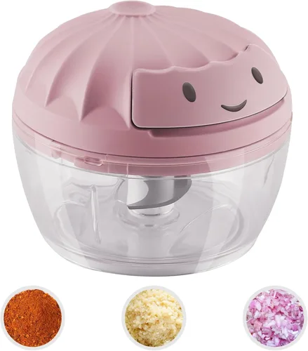 Vista 7 de Picador de ajo, mini picador manual de alimentos para cocina, cebolla, trituradora de ajo, picadora de ajo, azul, 5.4 fl oz