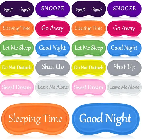Vista 10 de Eurzom 20 unidades de antifaz para dormir divertido en paquete con correa ajustable, antifaz para los ojos totalmente opaco para cubrir la vista por