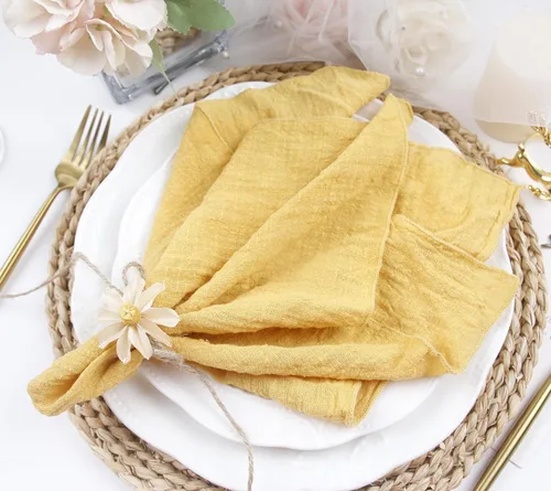 Vista 15 de Servilletas de tela para cena 10 unidades, servilletas de gasa 100% algodón natural suave, servilletas lavables ideales para bodas, decorativas