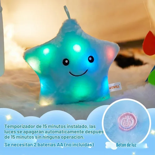 Vista 2 de WEWILL - Juguetes de peluche LED de 9 pulgadas, estrella brillante Azul