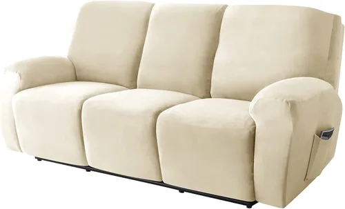 Vista 23 de Funda de terciopelo para sofá reclinable con abertura, funda elástica para sofá reclinable, funda elástica para muebles antideslizantes con parte