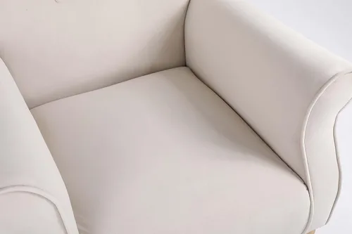 Vista 9 de Mecedora moderna, mecedora tapizada, cómoda mecedora con respaldo de ala, base segura de madera maciza para guardería, sala de juegos, dormitorio