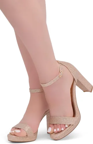 Vista 6 de Shoe Land Enlove - Sandalias de tacón alto con plataforma para mujer, puntera abierta, correa de tobillo, tacón grueso, zapatos de tacón grueso