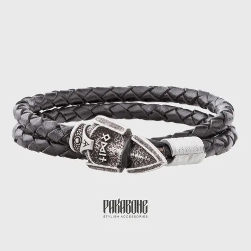 Vista 2 de Pulsera de cuero vikingo con pulsera de gungnir de Odín con símbolo mágico Valknut regalo para hombres y mujeres, brazalete nórdico para él y ella