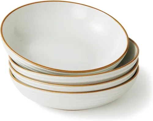 Vista 13 de famiware Tempus - Juego de 4 cuencos para pasta de 8.6'', cuencos de 40 oz para cocina, cuencos hondos de gres para servir, aptos para lavavajillas