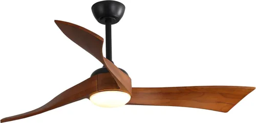 Vista 8 de CACI Mall Ventiladores de techo de madera de 52 pulgadas sin luces, sólido, ventilador de techo de 3 aspas para interiores y exteriores, sin luz