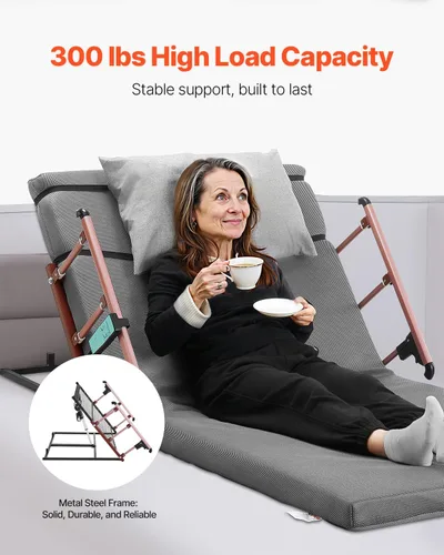 Vista 4 de VEVOR Respaldo elevador eléctrico para cama, capacidad de 300 libras, respaldo de cama de elevación ajustable de 4 a 68°, con rieles plegables