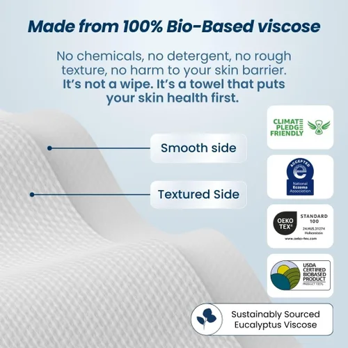 Vista 10 de Clean Skin Club Clean Towels XL® Supreme, 100% USDA - Toalla facial a base de plantas con base biológica USDA, toalla facial desechable, aceptada