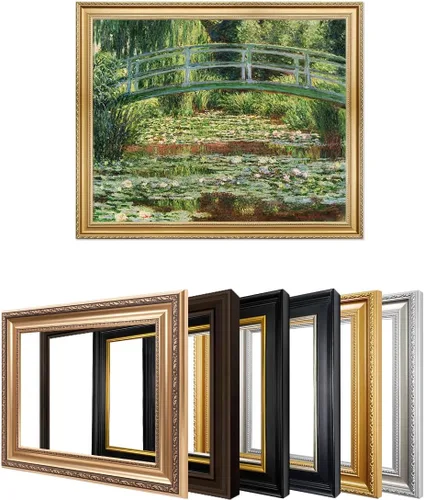 Vista 63 de IPIC - Reproducción artística de los lirios de agua de Claude Monet 1906, impresiones giclée coinciden con el marco dorado clásico, arte de pared