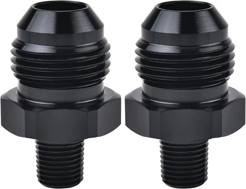 Vista 35 de EVIL ENERGY 3AN macho acampanado a 1/4" NPT tubo adaptador de ajuste de 90 grados aluminio negro 2 piezas