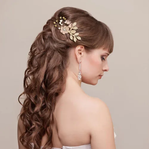 Vista 4 de inSowni - Juego de 20 peines laterales para el pelo con flores en tonos rosa polvoriento, azul y blanco, pinzas para el pelo con flores, pinzas