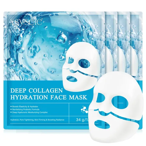 Vista 13 de Máscara profunda real de bio-colágeno, máscara facial de colágeno, máscara de colágeno para mujeres con ácido hialurónico, máscaras faciales