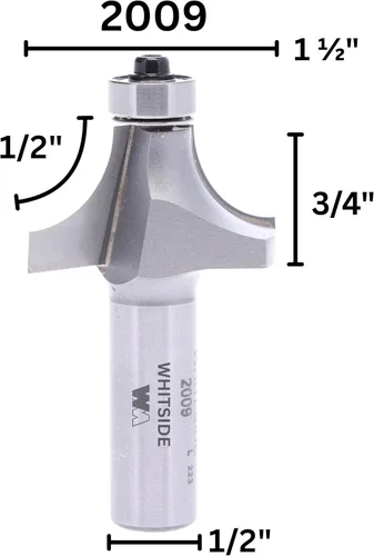 Vista 2 de Whiteside Router Bits 2009 Round Over Bit con rodamiento de bolas