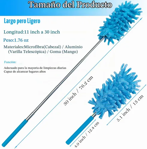 Vista 2 de M-jump cepillo para polvo extensible de microfibras, largo alcance con barra telescópica, 3