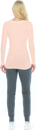 Vista 3 de Natural Uniforms Camiseta de manga larga extra ancha con cuello redondo para mujer