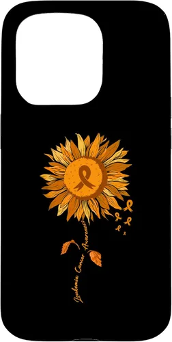 Vista 14 de Funda para iPhone 17 con cinta naranja y girasol de conciencia sobre la leucemia