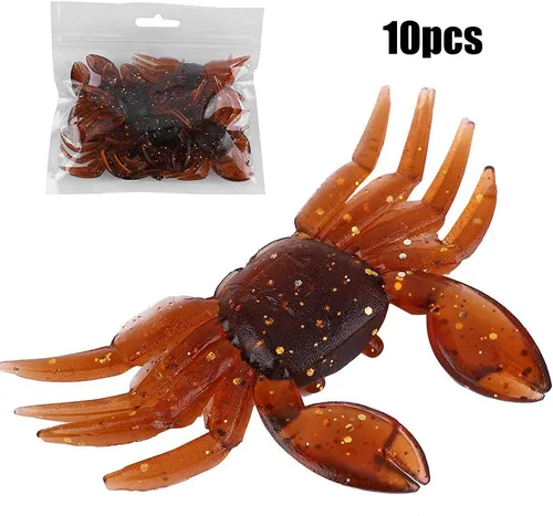 Vista 6 de OUKENS Señuelos de pesca, 10 piezas de plástico artificial 3D simulación cangrejo cebo suave para agua dulce y salada