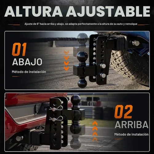 Vista 3 de Enganche de remolque ajustable, apto para receptor de 2 pulgadas