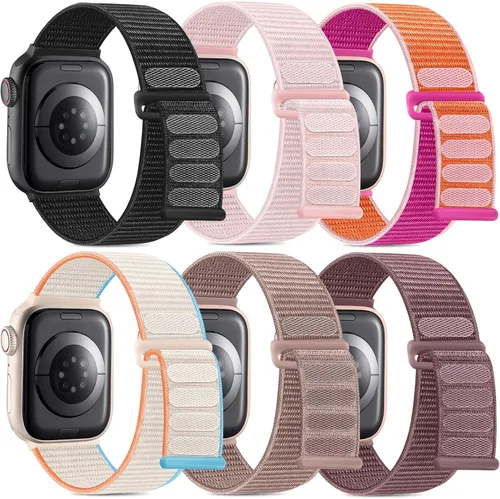 Vista 14 de WJK Correas elásticas de nailon compatibles con correas de Apple Watch de 1.496 in 1.575 in 1.614 in 1.654 in 1.732 in 1.772 in 1.811 in 1.929 in