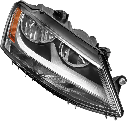 Vista 4 de Conjunto de faro delantero, carcasa cromada, reflector ámbar compatible con Jetta 2011-2018, paquete de 1 (lado derecho del pasajero)