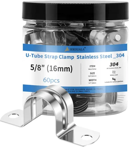 Vista 18 de 24 Piezas Abrazaderas de Conducto de Acero Inoxidable 304 de 1 1/4 Pulgadas (32mm), Abrazadera de Correa de Tubo en U de 2 Agujeros Soporte en U