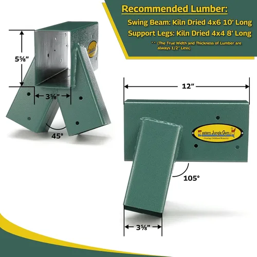 Vista 5 de 2 Easy 1-2-3 soportes de marco A y 1 soporte medio, verde Kit de soporte de columpio Juego de columpios de bricolaje resistente para marco