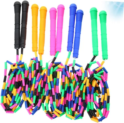 Vista 6 de NOLITOY 5 piezas de cuerda de saltar Slub diseño ejercicio cuerdas para niños estudiantes ligero entrenamiento fitness colores a granel