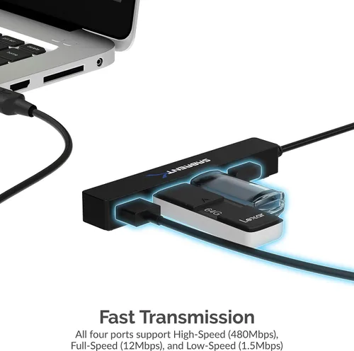 Vista 3 de SABRENT Hub USB 2.0 portátil de 4 puertos (cable de 9.5") para Ultra Book, MacBook Air, Tablet PC con Windows 8 (HB-MCRM)
