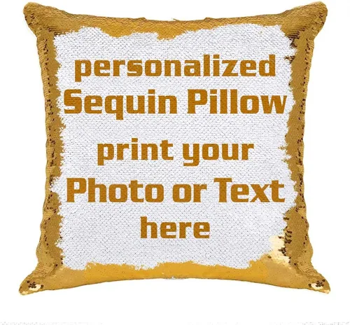 Vista 15 de Funda de almohada con lentejuelas para fotos/texto, imagen oculta, regalo personalizado único para amigos, familia, mascotas, lentejuelas negras