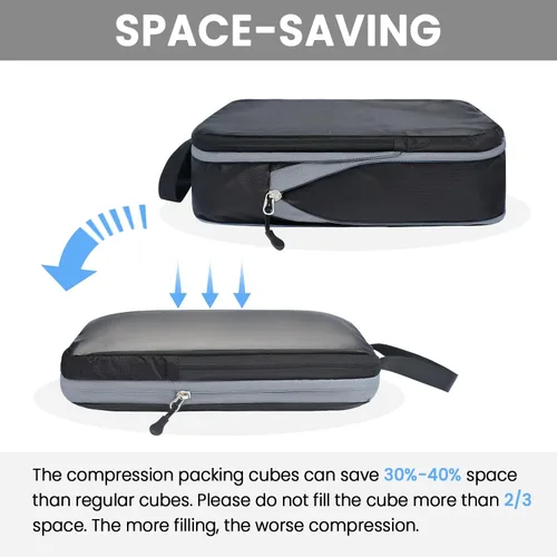 Vista 80 de BAGAIL 4 Set/6 Set Ultraligero Compresión Embalaje Cubos Organizador de Embalaje para Accesorios de Viaje Equipaje Maleta Mochila