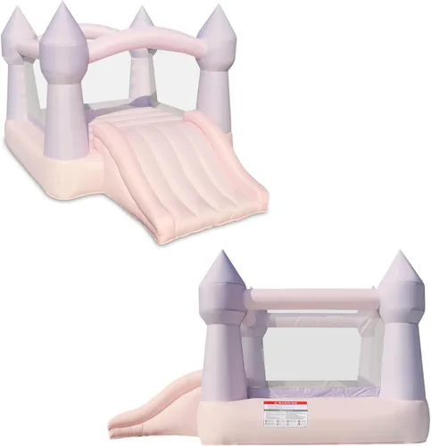 Vista 2 de Bounceland Bouncy Castle Daydreamer Casa Inflable Temática de Algodón de Azúcar, Casa Inflable Pastel con Tobogán, 12 pies de largo x 9 pies