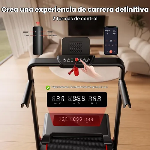 Vista 2 de RHYTHM FUN Almohadilla para caminar inclinada con barra de asa, cinturón Negro rojo