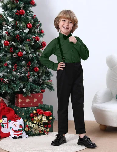 Vista 47 de A&J DESIGN Conjunto de ropa formal para niños pequeños con tirantes y tirantes
