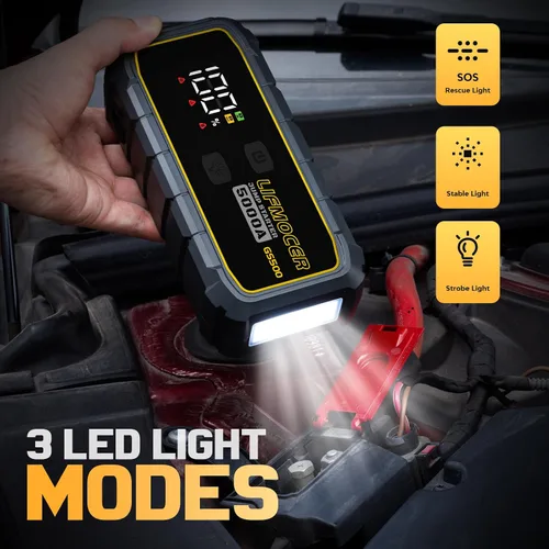 Vista 8 de LIFMOCER GS500 Arrancador de Automóvil - Arrancador de Batería de Automóvil de 5000A para Todos los Motores de Gasolina y Motores Diesel de hasta