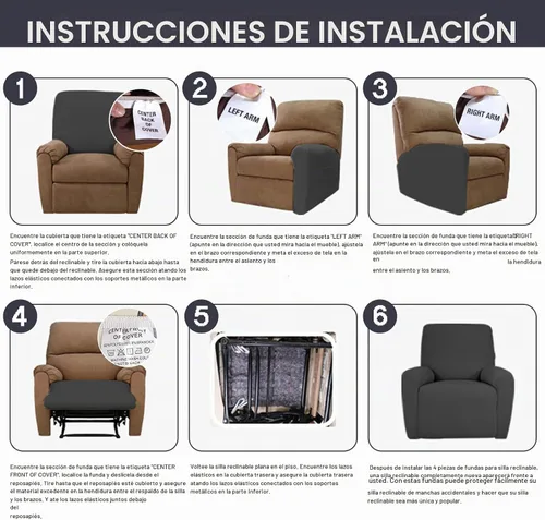 Vista 6 de NILUOH Funda Elástica para Sillón Reclinable de 4 Piezas Estampada, Fundas para Silla Lazy Boy, Funda para Sofá Reclinable Antideslizante, Protector