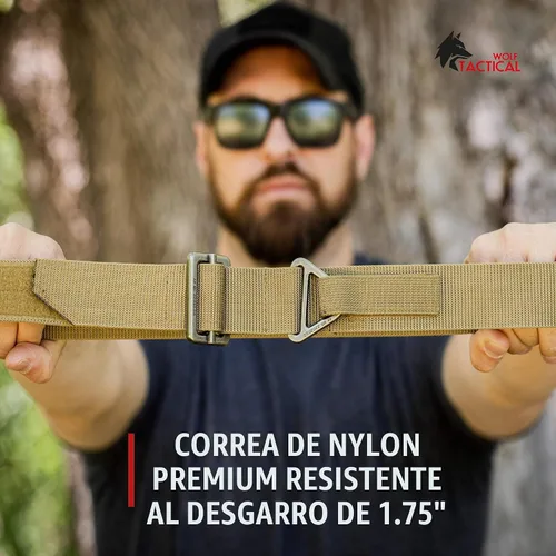 Vista 5 de WOLF TACTICAL Cinturón de aparejos para hombre - táctico 1.75 en correa de nylon para CQB, CCW Canela